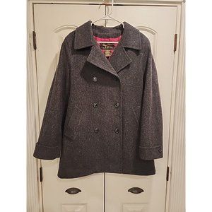 Women Black Fabio Pea Coat Size XL 100% Wool Classic Warm Double Breasted Jacket